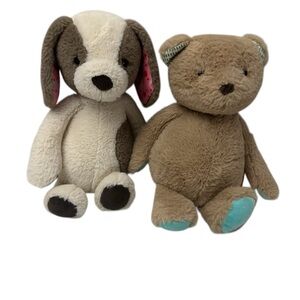 B Softies Dog & Bear Plush 12" Puppy Stuffed Animal Lot Soft